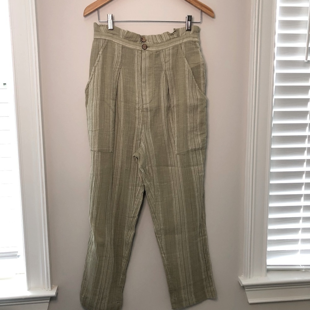 Free People Semi Sweet Cropped Pants In Sage Combo - Picture 3 of 13